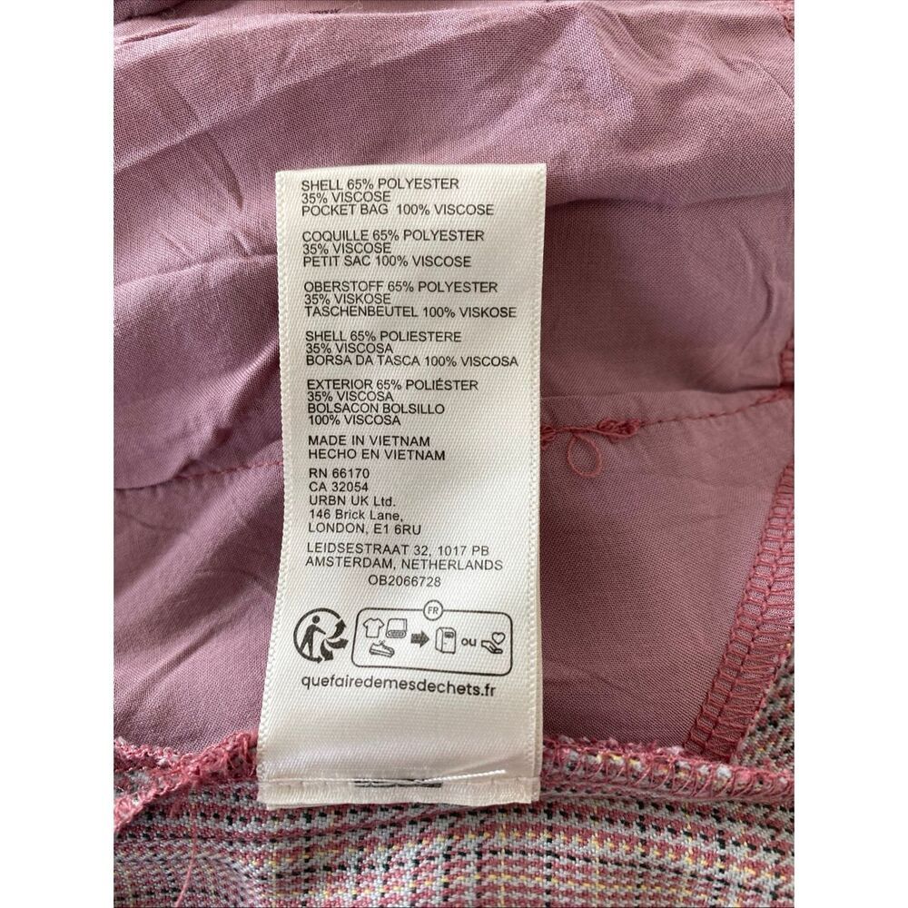 Free People Sevi Plaid Mini Dress Puff Sleeve Grey and Pink Combo Size M NWOT - Picture 12 of 12